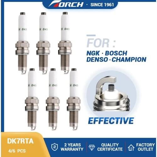 Engine Spark Plug TORCH DK7RTA Compatible with NGK ZKR7A-10 Denso XU22TT Bosch Y6LER02 Beru 12FR-6LUX Ignition System NEW 4/6PCS
