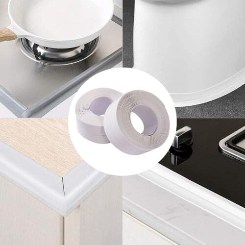 White PVC Bathroom Shower Sink Bath Sealing Strip Tape Self adhesive Waterproof Wall Sticker Bathroom Kitchen Anti-Mildew Tape