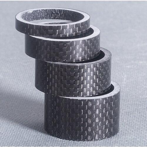 4Pcs/Set 1 1/8" 5mm 10mm 15mm 20mm Glossy Full 3K Carbon Fiber Bicycle Washer Bike Headset Spacer Stem Kits