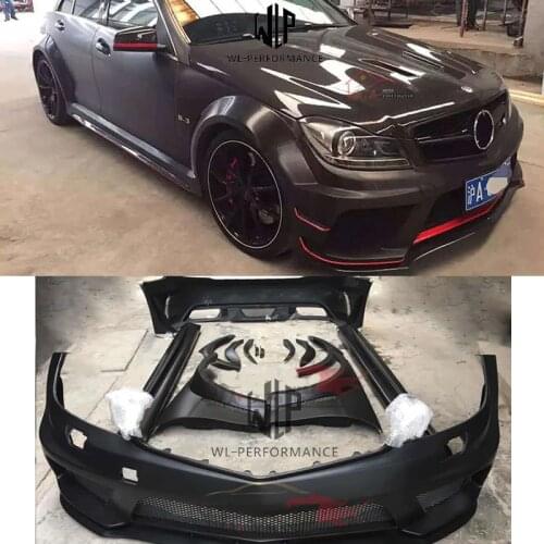 W204 C300 C63 FRP Unpainted Wide Car Body Kit Front Rear Bumper Side Skirts Side Fenders For Mercedes-Benz W204 06-12