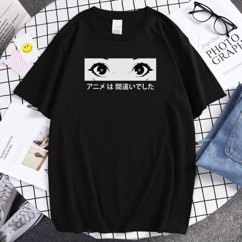 Japan Letter Print Beautiful Eyes Anime Comfortable Clothing Men T Shirt Style Prints Mens T Shirtsvintage T-shirt