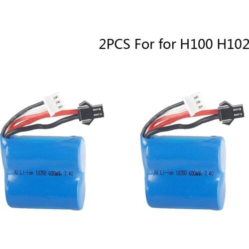 2PCS/lot 7.4V 600mAh Li-ion battery 18350 for H100 H102 S2 High speed RC boat 18350 SM Plug free shipping