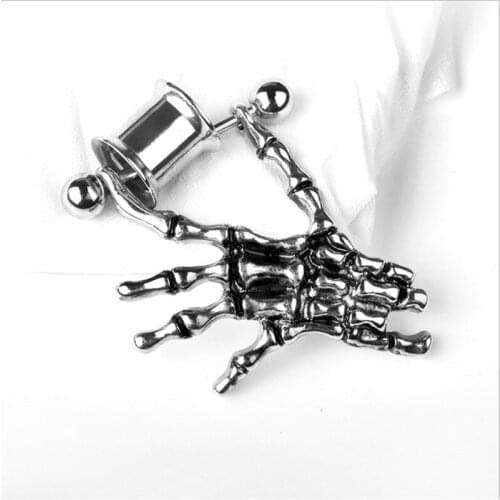 2PCS Stainless Steel Punk Skeleton Ear Plugs And Tunnels Flesh Skull Expansions Piercing Women Ear Tunnel Gauges Body Jewelry