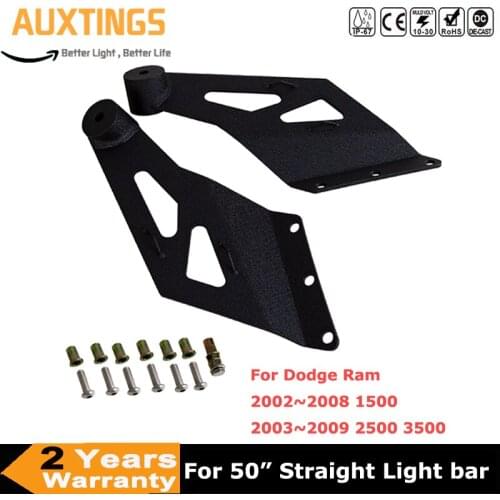 2pcs 50" Straight LED Light Bar Roof Upper windshield Mount Brackets For Dodge Ram 1500 2500 3500