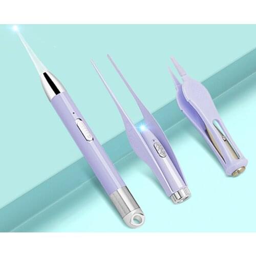 3 Pcs Earpicks Ear Wax Removal Tools with LED Light Ear Spoon Digger Tweezers Nose Cleaning Pick Nipper