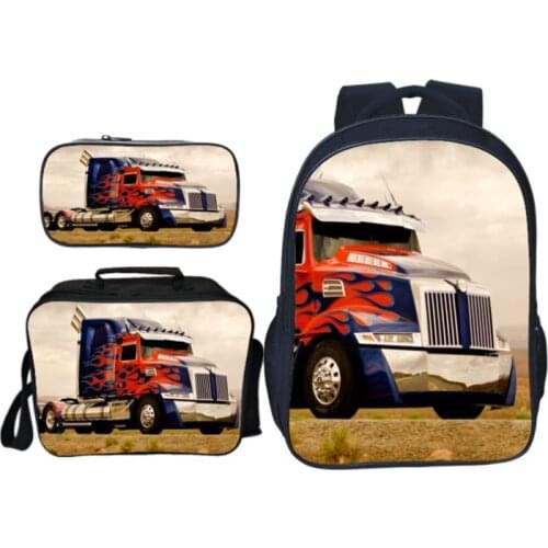 Cartoon Car Print Backpack Children Kindergarten School Bag Child Cartoon Bookbag Start School Gift 3pcs Set