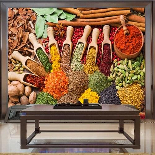 Creative Colorful Ingredients Mural 3D Wallpaper For Kitchen Restaurant Bedroom Background Wall Home Decor Wall Cloth Fresco