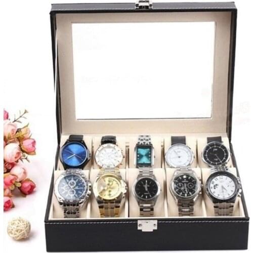50% Hot Sales 6/10/12/20 Slots Faux Leather Wrist Watch Storage Box Display Case Organizer