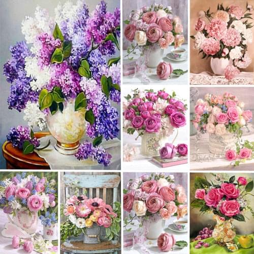 5D DIY Diamond Painting Flower Cross Stitch Kit Mosaic Diamond Embroidery Rose Full Square Drill Shine Home Decoration