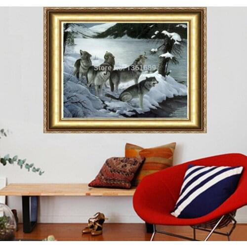 Wolf In Ice Forest Needlework Diy Diamond Painting Cross Stitch Square Diamond Embroidery Home Decoration Free Shipping