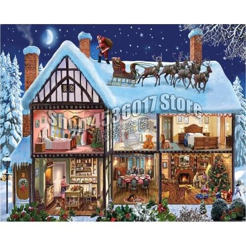 Diy diamond painting Christmas Winter Holiday Cabins,Cottages,Houses Home Decoration Diamond Embroidery Scenery Full Mosaic Gift