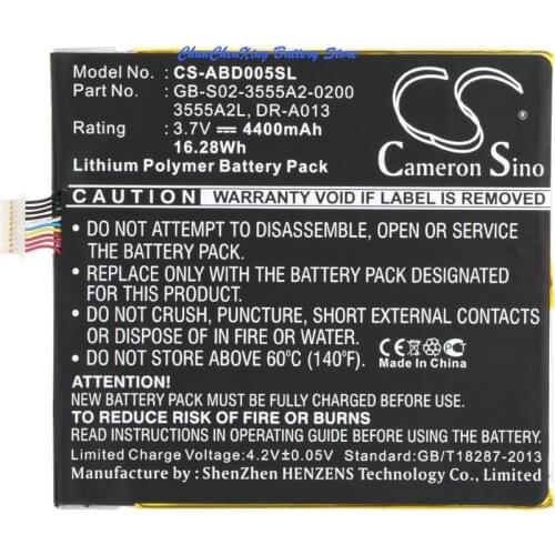 Cameron Sino 4400mAh Battery 3555A2L, DR-A013, E3GU111L2002, GB-S02-3555A2-0200, QP01 for Amazon D01400, kindle Fire