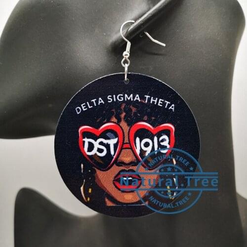 Free Shipping! Delta Sigma Theta Wooden Earrings