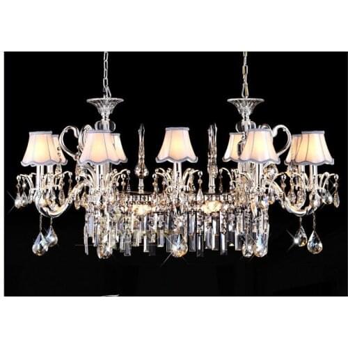 Free Shipping Luxury Living Room Silver Pendant Bedroom Zinc Alloy Crystal Chandelier E14 Candle Restaurant Chandelier Lighting