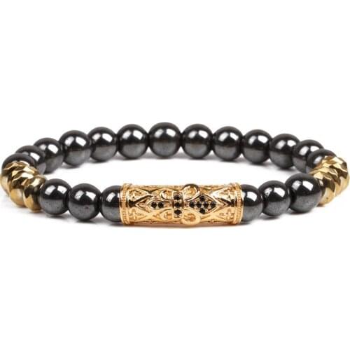 Natural Black Gallstone Round Bead Bracelet Mens Health Physiotherapy Magnetic Bracelet Womens Jewelry Gifts