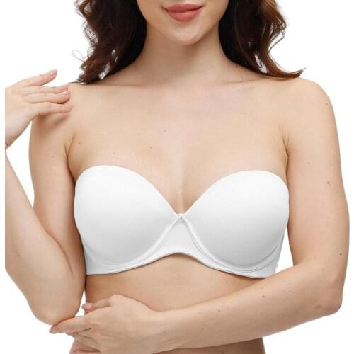 White Push Up Bras Strapless Adjusted Convertible Straps Women Sexy Bra Underwire 30 32 34 36 38 40 42 44 A B C D DD E DDD F Cup