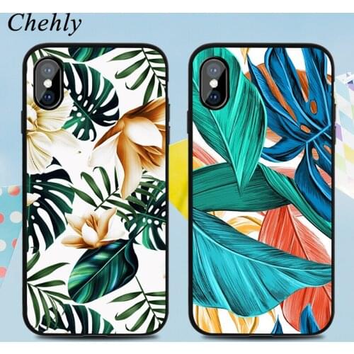 Leaf Flowers Phone Case for IPhone 6s 7 8 11 Plus Pro X XS MAX XR SE Cases Soft Silicone Fitted Anti-fall TPU Cover Accessories