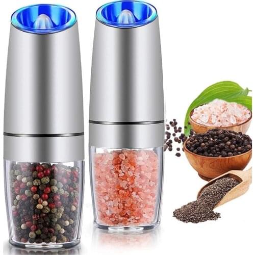 1PC Electric Automatic Mill Pepper Salt Grinder Stainless Steel Gravity Induction Electric Grinder Salt Spices Grinding Bottle