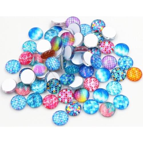 Hot Sale 50pcs 8mm 10mm 12mm Mix Colors Mixed Handmade Glass Cabochons Pattern Domed Jewelry Accessories Supplies