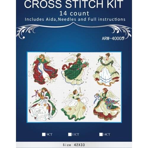 Top Quality Lovely Hot Sell Counted Cross Stitch Kit Angels on High Christmas Tree Ornament 6 pieces Ornaments Dim 00285