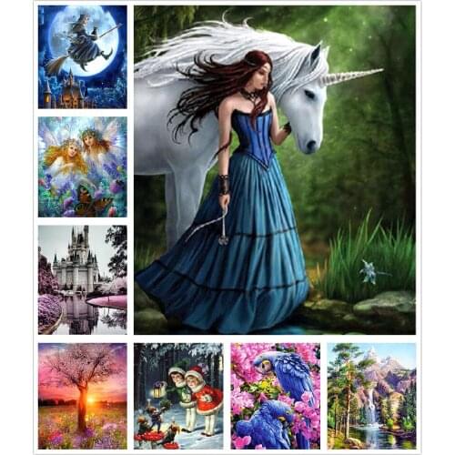 Fairy Witch Unicorn Parrot Figure 5D Diy Full Square and Round Diamond Painting Embroidery Cross Stitch Kit Wall Art Home Decor