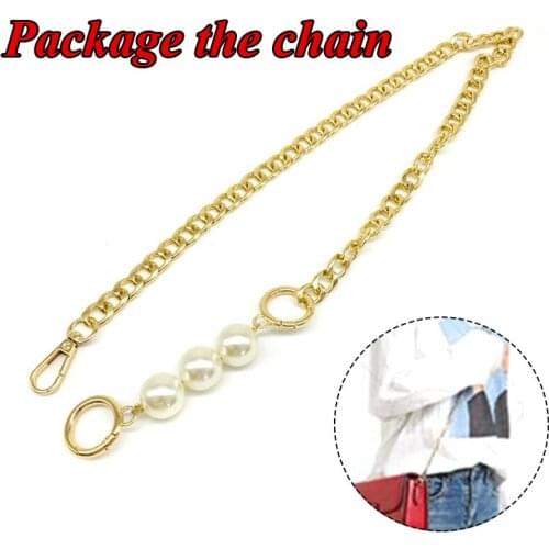 Beautiful Fashion Splicing Bag Chain Womens Exquisite Pearl Luggage Decoration Shoulder Bag Strap Metallic Bag Chain