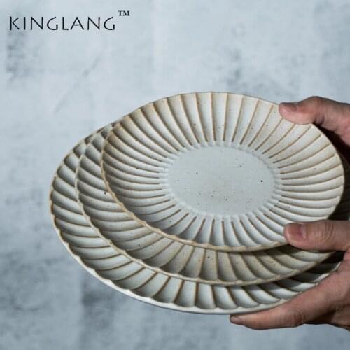 1 PCS KINGLANG Jingdezhen creative steak plate western plate breakfast plate home plate pasta plate personality plate fruit plat