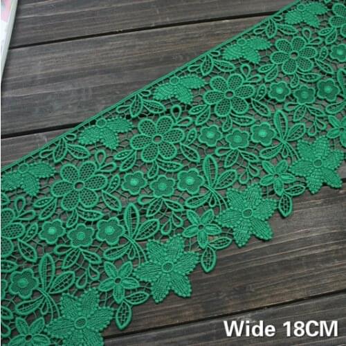 18CM Wide Beautiful Green Flowers 3D Embroidery Cotton Fabric Lace Applique Ribbon DIY Women Skirt Curtain Guipure Sewing Decor