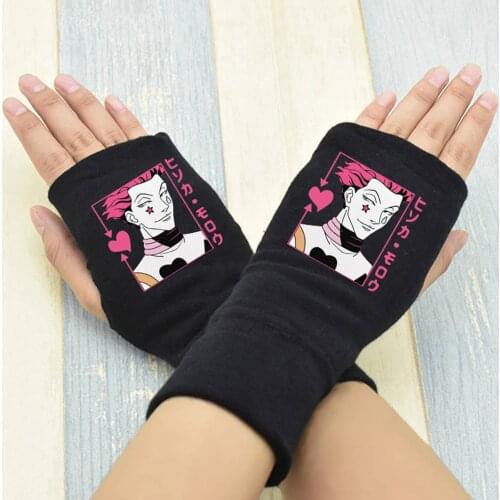 Fashion Fingerless Gloves Anime Hunter X Hunter Cosplay Warm Gloves Half Finger Plush Knit Glove Winter Warm Mitten Cospaly