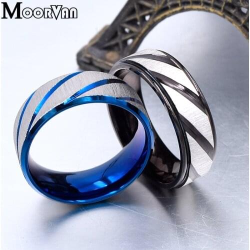 Moorvan simple stainless steel wedding rings man,lover jewelry for men women,trendy finger ring bijouterie anillo