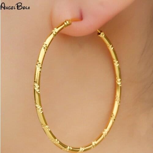 Muslim New Fashion Feminine Gold Hoop Earrings European High-end Exquisite Jewelry Wholesale Earrings Wedding Holiday Gifts