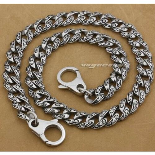 14" ~ 36" 316L Stainless Steel Rose Flower Mens Biker Rocker Punk Wallet Chain 4R013WC