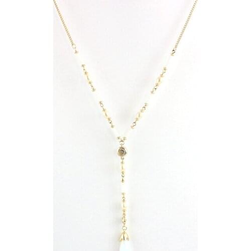 2016 New White M beads pearl necklace Moonstone water drops long necklace