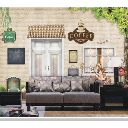 Papel de parede Coffee shop decorative painting background bar 3d wallpaper,living room kitchen wall papers home decor
