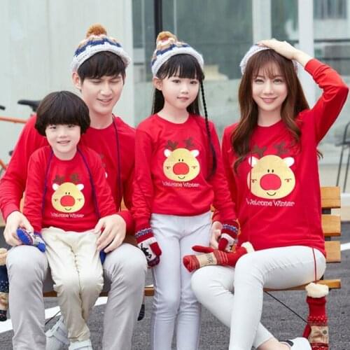 Family Matching Outfits 2020 Christmas Deer Cotton Family Look Mother Daughter Father Son Boys Girl Child Shirt Family Clothing