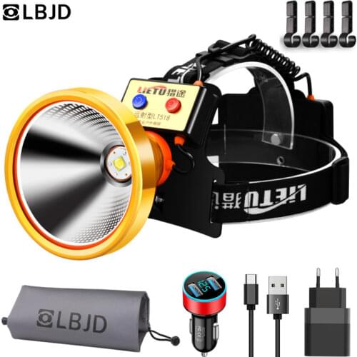 Hunting LED Headlamp Light Built-in Battery 12000mAh Powerful Headlight Head Lamp 1000m Range Torch Headlights