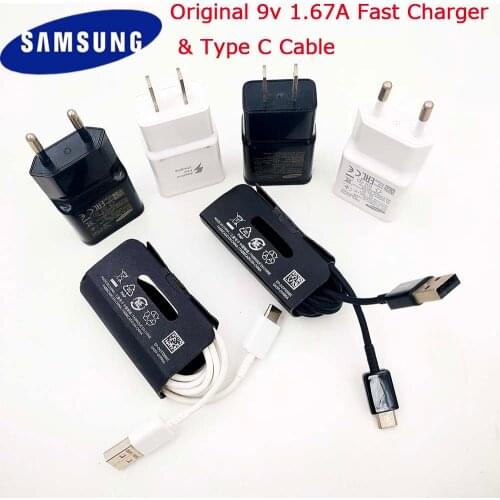 Original Samsung 9V1.67A Fast Charging EU/US Adapter 100cm Type C Cable For Galaxy S10 S20 S8 S9+ Note 8 9 A71 A51 A41 A31 A21 S