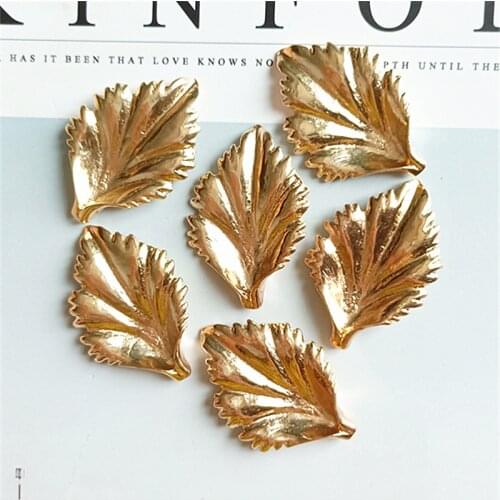 10pcs/lot Alloy Gold Leaf Pendents Ornaments Earrings Jewelry Accessories DIY Enamel Hanging Buttons for Earrings, Choker