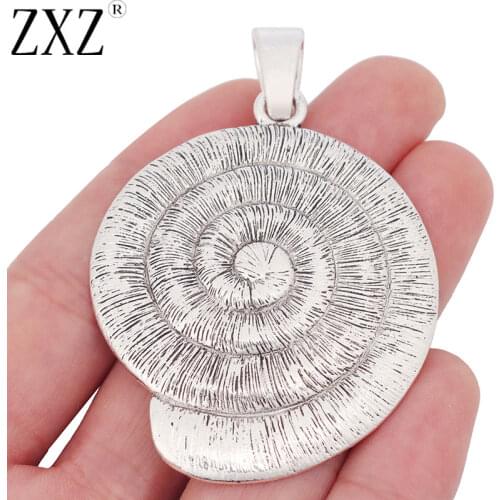 ZXZ 2pcs Large Spiral Swirl Vortex Snail Shape Charms Pendants for Necklace Jewelry Making Findings 71x48mm