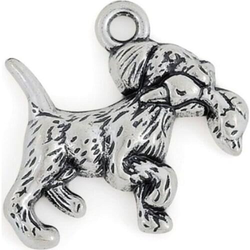 Retriever with Duck Charm Dogs & Pets single side antique silver plated charms for jewelry making