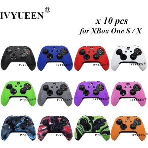IVYUEEN 10 PCS Anti-Slip Silicone Case for Microsoft Xbox One X S Slim Controller Protective Skin Cover with ThumbStick Grips