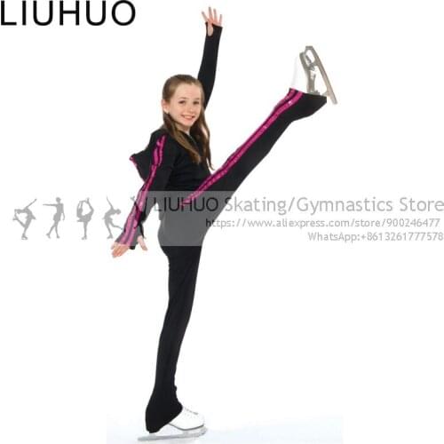 Figure Skating Pants Hoodie girls Jacket pants Women Ice Skating Quality Fleece Stretchy Practise Competition Skating trousers