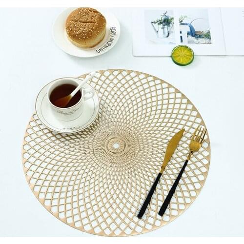 PVC Foldable Pads Heat Insulation Solid Color Non-Slip Restaurant Table Round Mat Placemat Home Dinner Table Decoration Supplies