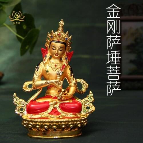 GOOD HOME family Talisman Buddhism India Nepal handmade Gilding Gold-plated Vajrasattva king kong Buddha statue