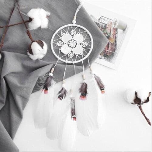 Europe Style Wedding Dreamcatcher Handicraft Hollow Flower Feathers Dream Catcher Pendant Indoor Ornaments For Student gift
