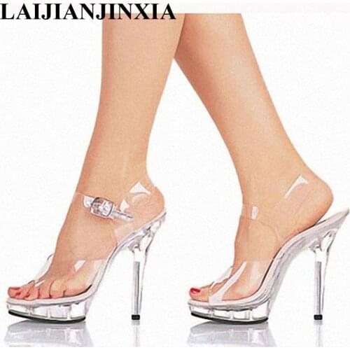 LAIJIANJINXIA 13cm High-heeled Shoes Lady Platform Crystal Sandals Low Price Dance Shoes 5 inch High Heels Sexy Stripper Shoes