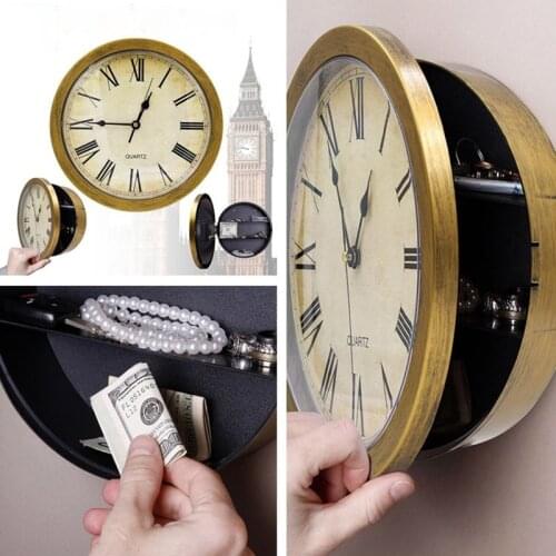 Vintage Wall Clock Safe Box Secret Storage Box Wall Clock Safe Money Jewelry Valuables Storage Box Home Decoration