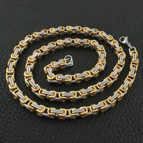 Silver And Gold Color Stainless Steel Vintage Jewelry Necklace Bracelet Sets For Gift Good Guality SFOZABCA Jewels Store