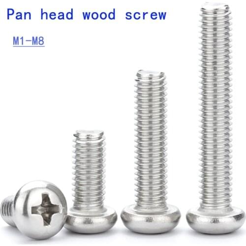 10 to 50pcs Cross Recessed Pan Round Head Screws M1M1.2M1.4M1.6M1.7M2M2.5 M3M3.5 M4M5M6M8 Stainless Steel Phillips Machine Screw