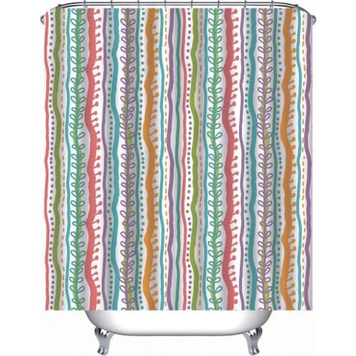 Mildewproof Waterproof Bathroom Decor Curtain color stripe 3D Print Bathroom Curtains Waterproof Mildew Proof